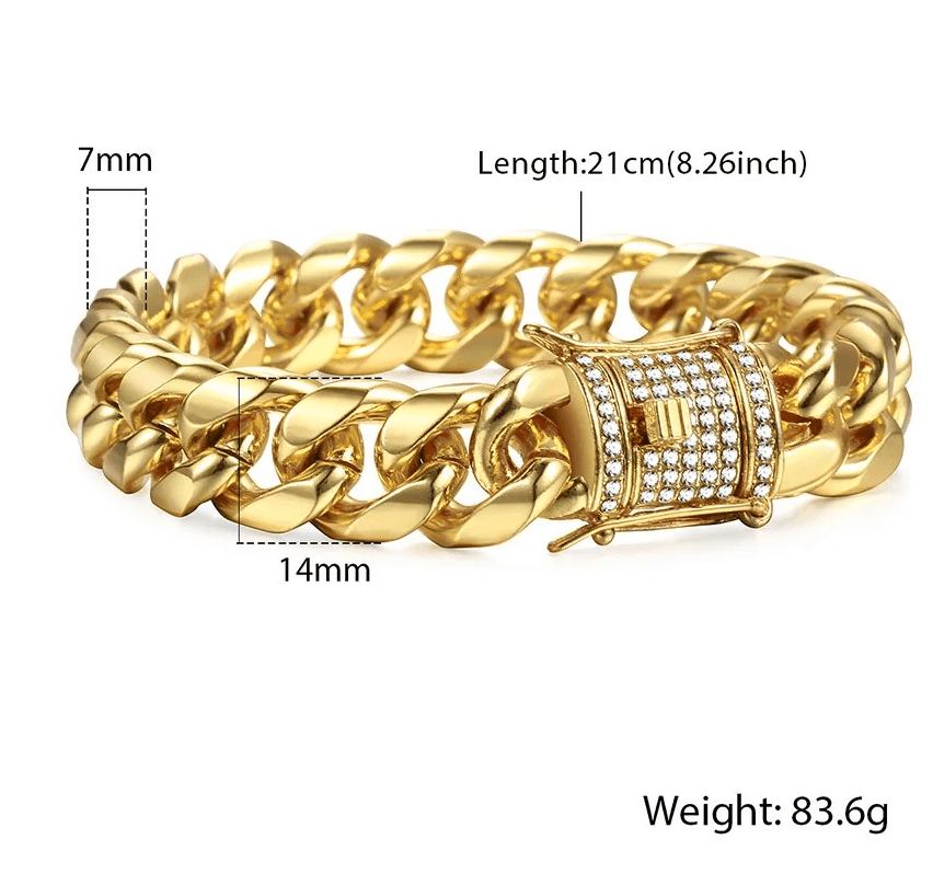 Pllakashop™ Miami Gold Curb Cuban Bracelet - Pllaka Shop#
